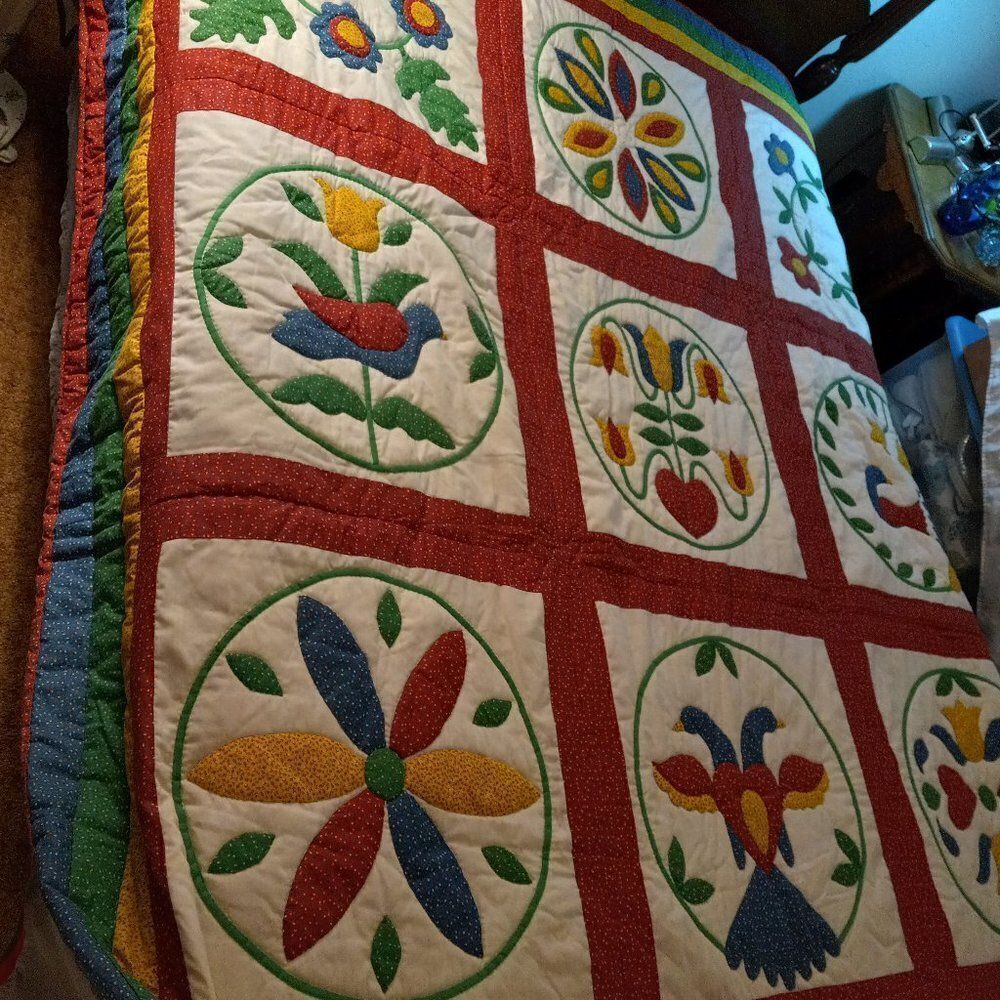 Vintage Pennsylvania Dutch Hex Symbols Quilt